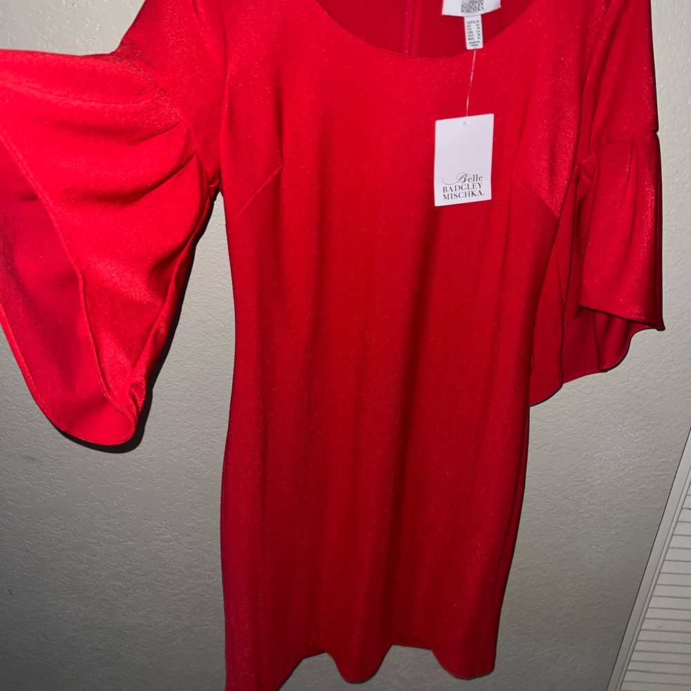 Badgley Mischka Red Scuba Dress Bell